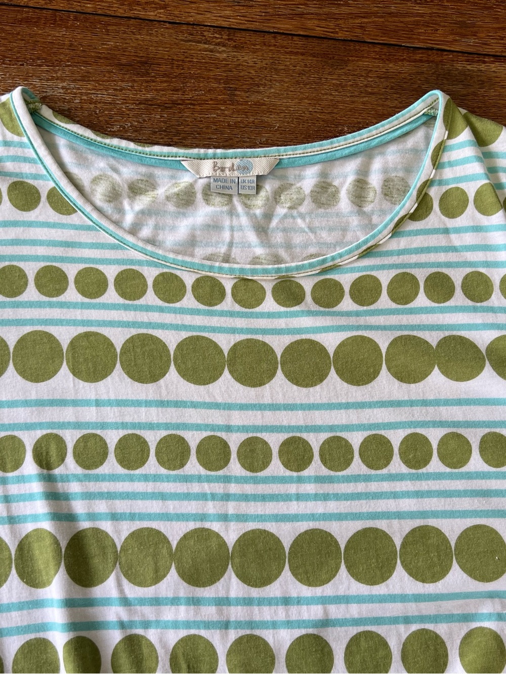 Boden Blackberry Day Dress Striped Polka Dot Shift Pockets Green Blue 10R - Picture 8 of 15